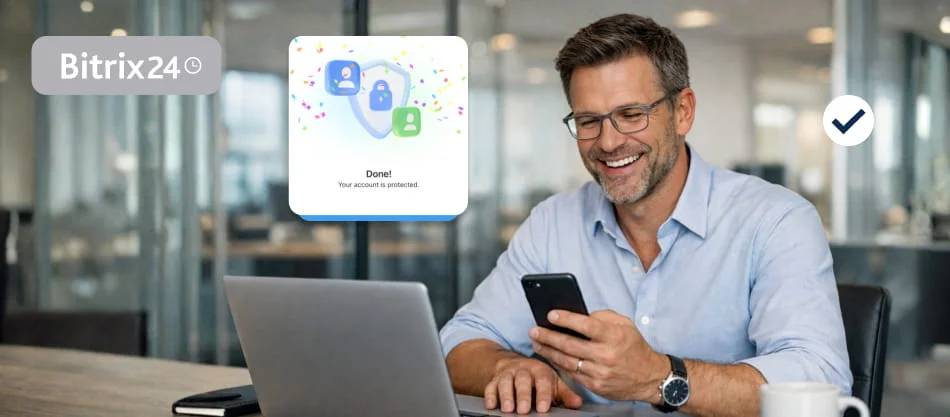 Das neue Login-Verfahren in Bitrix24 mit SMS und In-App-Bestätigung