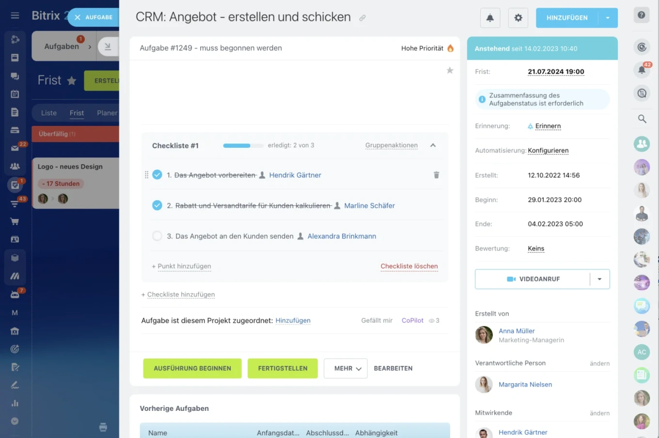 Aufgabenmanagement in Bitrix24 Aufgabenmanagement in Bitrix24