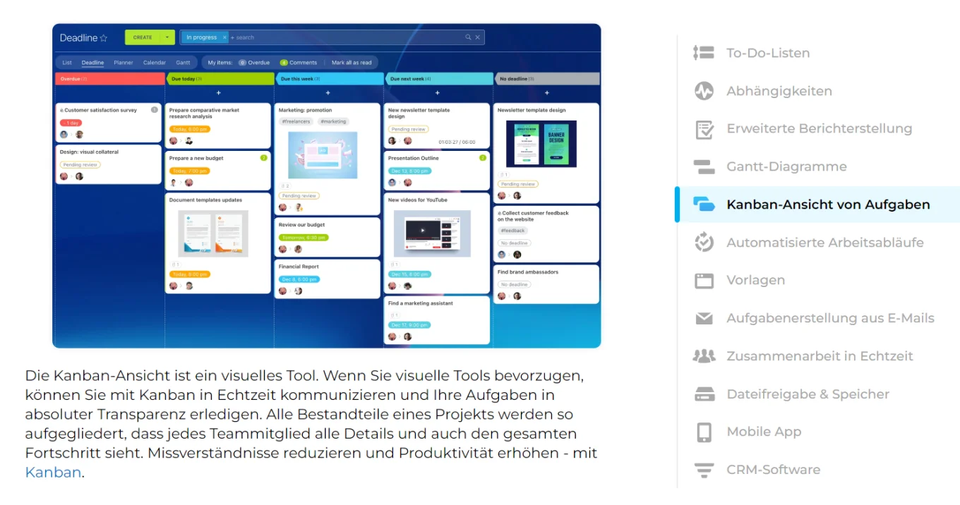 Moderne Projektmanagement-Tools - wichtigste Funktionen